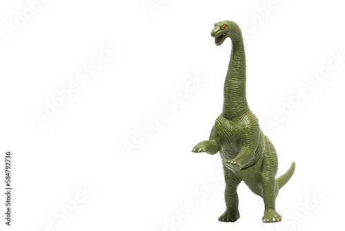 A long necked plastic dinosaur standing on two legs. © Andres Serna