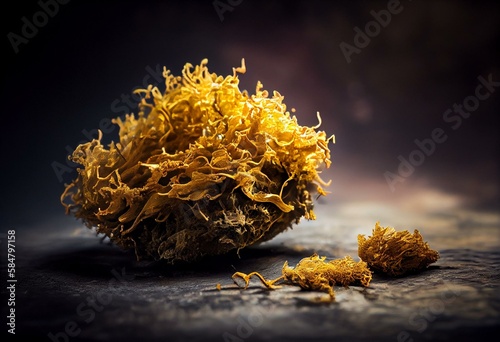 Fototapeta Golden dried Sea Moss, healthy food supplement rich in minerals and vitamins used for nutrition and health