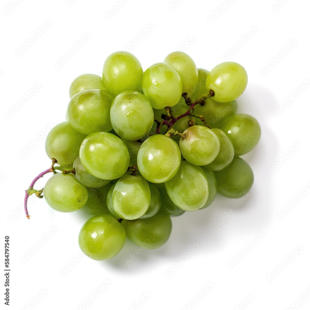 bunch of green grapes isolated on the white background
