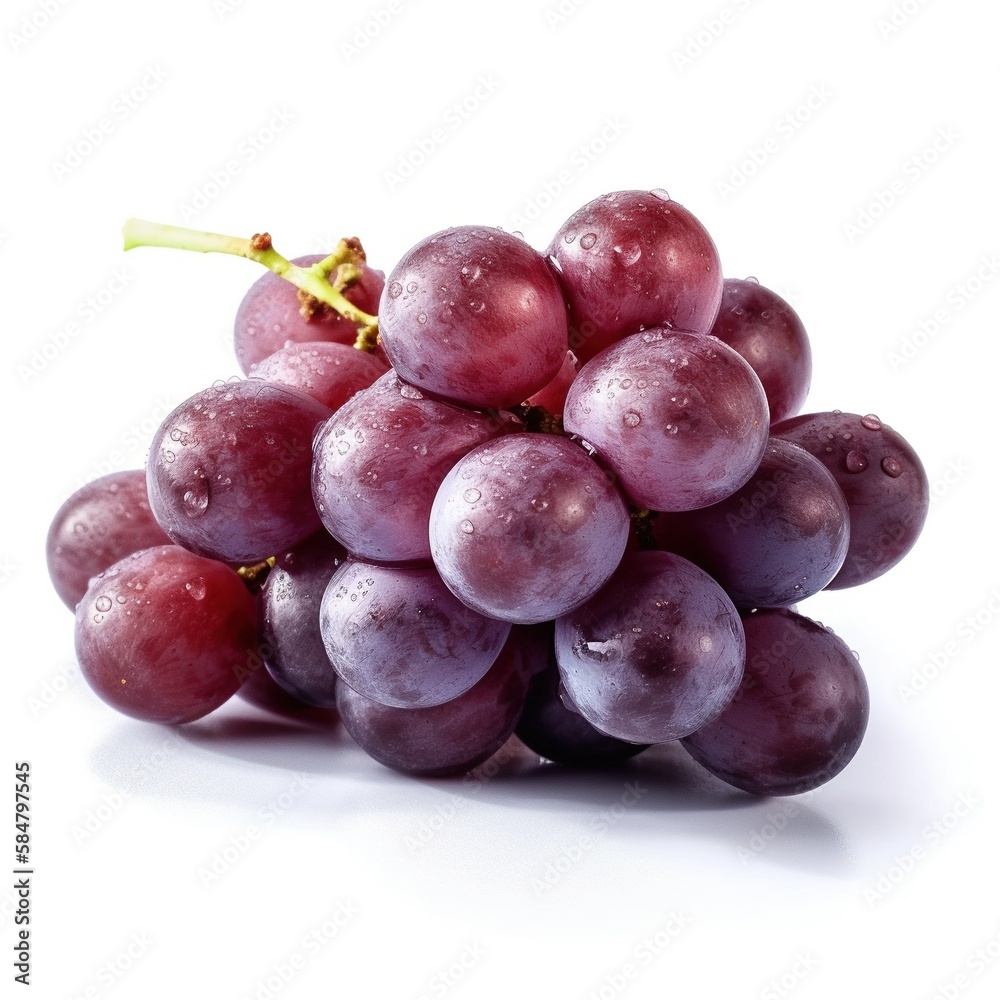 Bunch of ripe red grapes with leaves isolated on white
Bunch of ripe red grapes with leaves isolated on white
