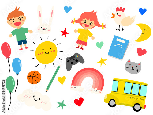 cute collection of  kid elements ,back to school ,cute stuff