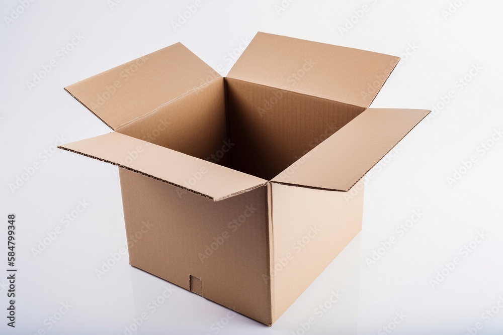 Isolated Carton Box on White Background, Generative AI Isolated Carton Box on White Background, Generative AI