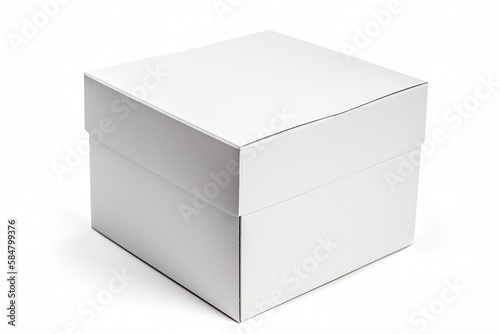 Isolated White Carton Box on White Background, Generative AI © Digital Dreamscape