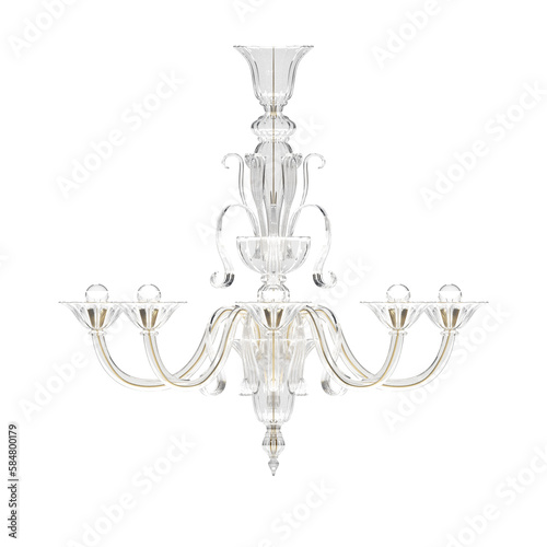 crystal chandelier for the interior isolated on transparent background, home lighting, 3D illustration, cg render