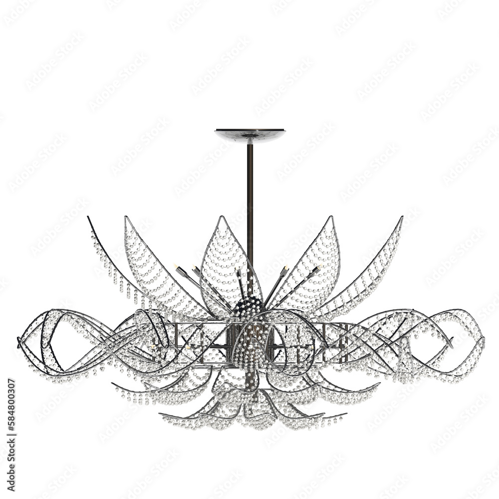 crystal chandelier for the interior isolated on transparent background, home lighting, 3D illustration, cg render crystal chandelier for the interior isolated on transparent background, home lighting, 3D illustration, cg render