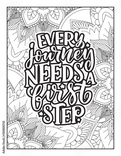 Fototapeta Naklejka Na Ścianę i Meble -  Affirmative quotes coloring page. Positive quotes. Coloring book for adults. Typography design. Hand drawn with inspiration word. Quotes Coloring. motivational quotes coloring pages design. quotes