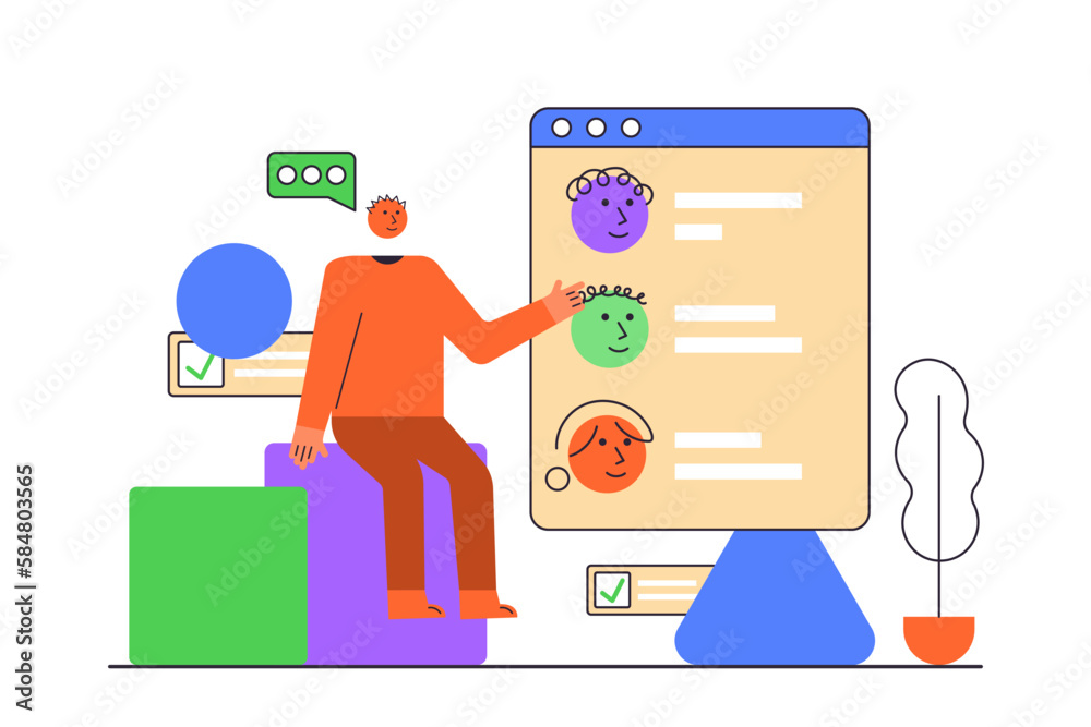 Brainstorming or discussion. Teamwork concept. Business scene. Trend character. New idea generation in a team cooperation Brainstorming or discussion. Teamwork concept. Business scene. Trend character. New idea generation in a team cooperation