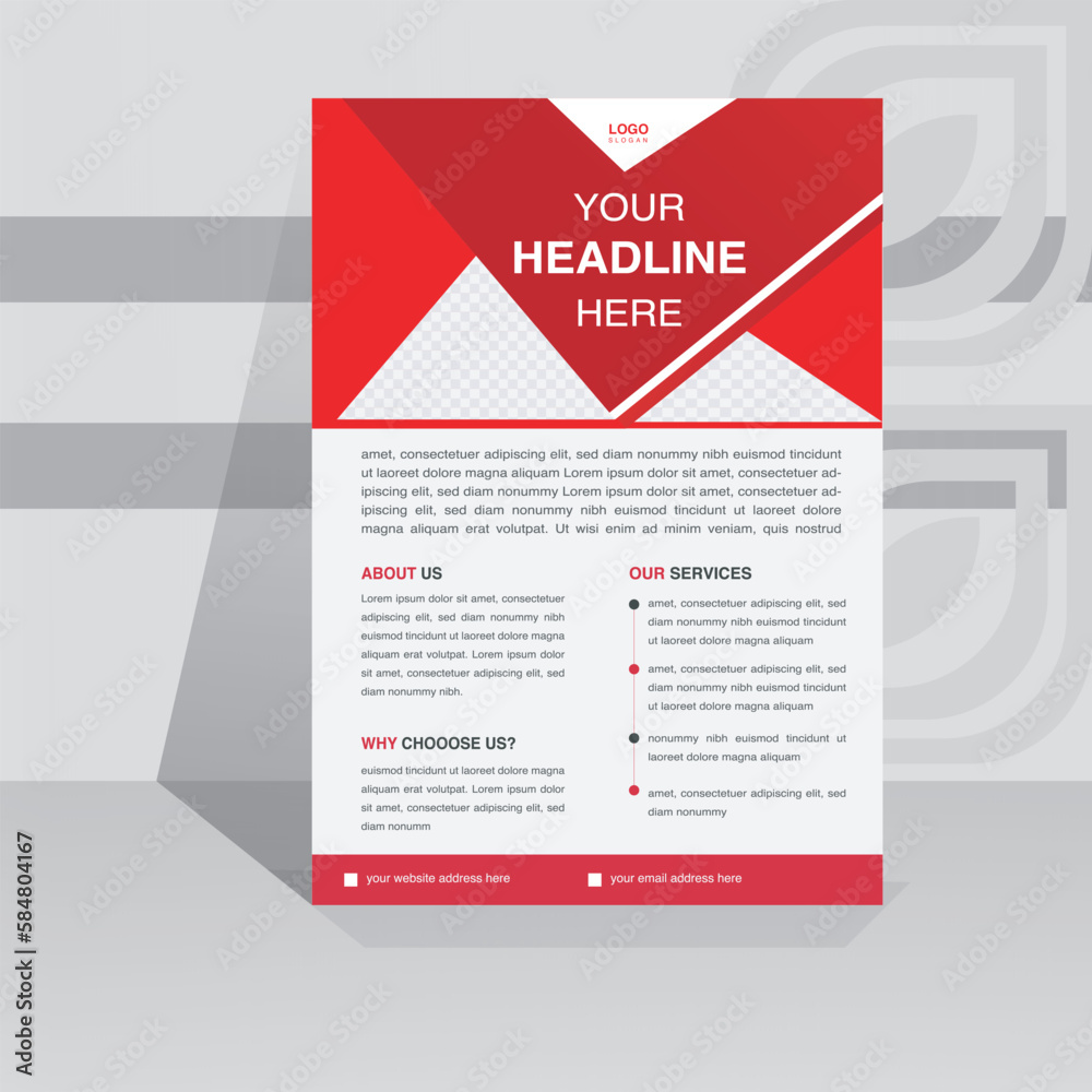 Fototapeta premium corporate flyer design template .modern, creative, red and white flyer. design , graphic, info, flyer