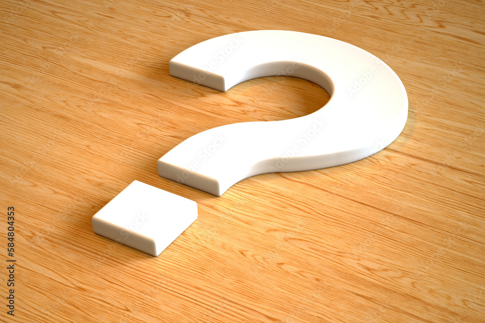 Question Marks white color in wood. Brilliant. 3D Render illustration Question Marks white color in wood. Brilliant. 3D Render illustration