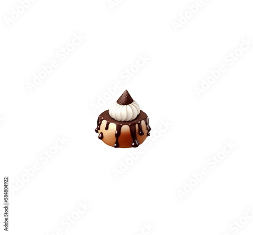 Cartoon chocolate cake or brownie with soufflé isolated on white background. Vector illustration