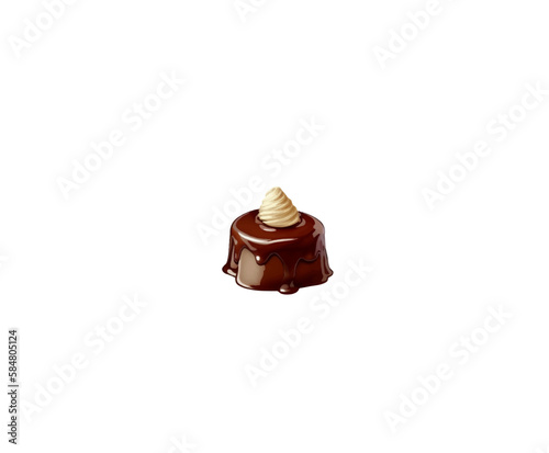 Cartoon chocolate cake or brownie with soufflé isolated on white background. Vector illustration