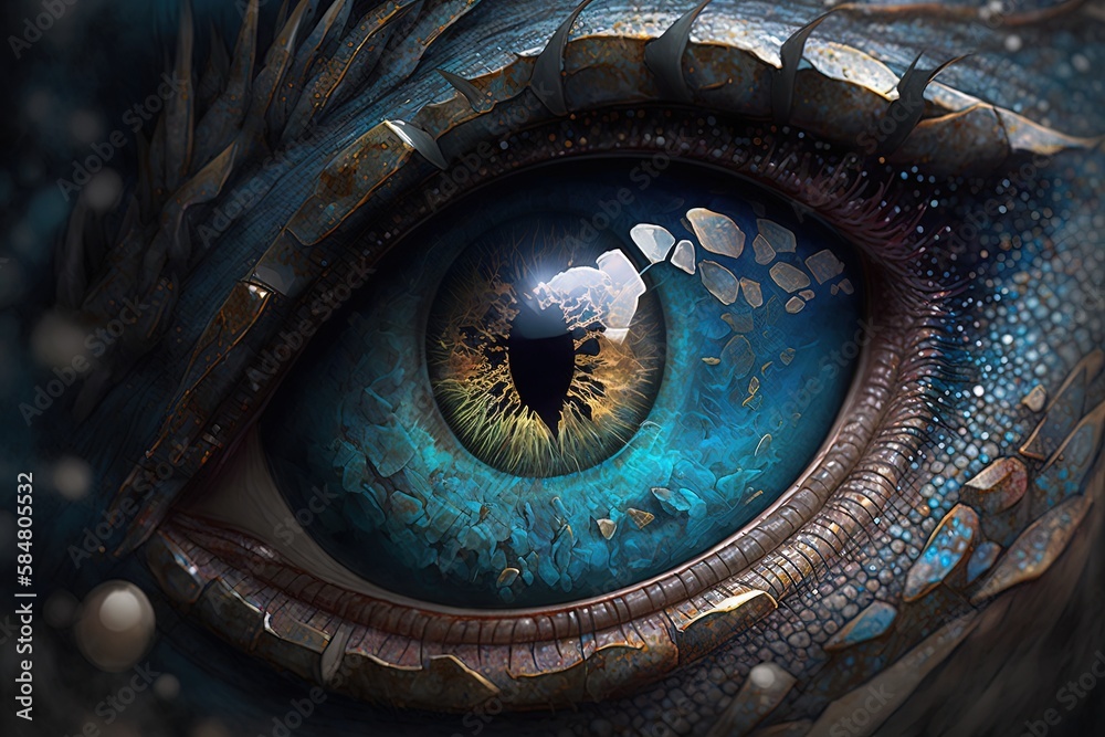 Piercing Through Time and Space: A Powerful Vision of a Dragon's Eyes Generative AI
