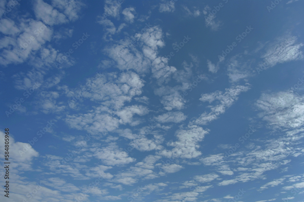 White cirrus clouds. Texture of white clouds on the blue sky. Sunny day. White cirrus clouds. Texture of white clouds on the blue sky. Sunny day.