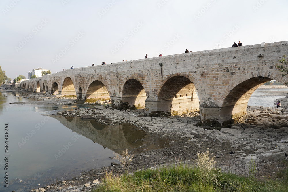 old stone bridge over the seyhan river adana