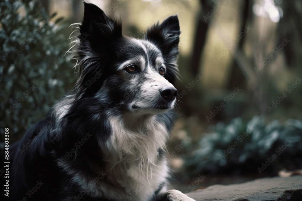 Beautiful Border Collie in the Woods