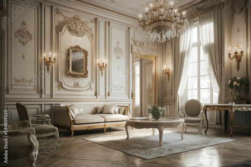 imagine the neo-baroque style in interior design, Generative IA photo