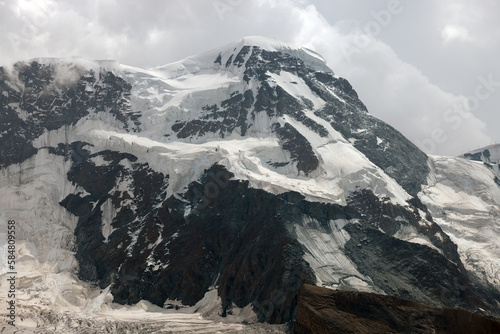 Gorner Glacier panoramic view from the Gornergrat viewpoint near Zermatt town, Switzerland, Europe 