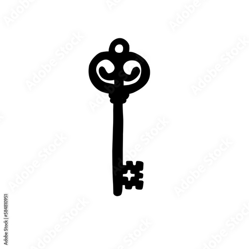 Old ornate key silhouette