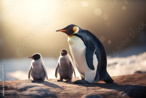 Penguin family. AI generated