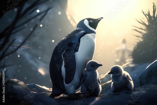 Penguin family. AI generated