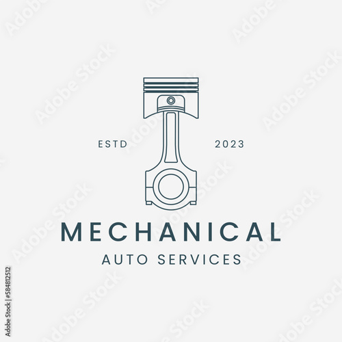 mechanic or piston logo line art vector template illustration design. automotive icon design