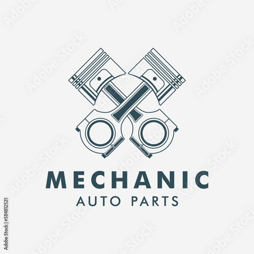 piston logo vintage vector template illustration design. repair auto part icon design