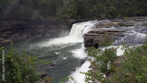 Little River Canyon National Preserve on top of Lookout Mountain near Fort Payne, Alabama, protects nation's longest mountaintop river. Little River Falls overlook.