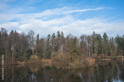 Ein Teich im Wald in einer schöner Landschaft