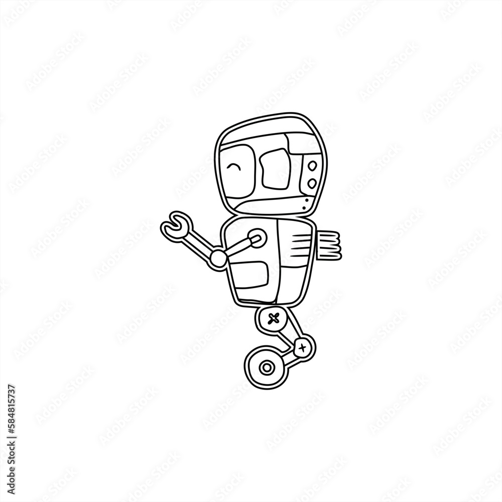 line art illustration of a cute little robot line art illustration of a cute little robot