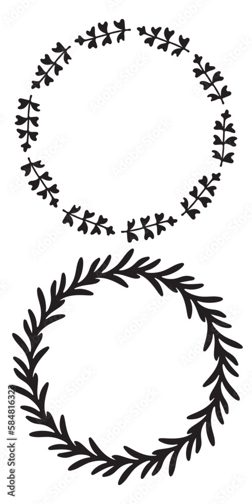 Ornate floral wreath illustration set. Vector collection of antique vector frame for botanical wedding invitation.  - obrazy, fototapety, plakaty 