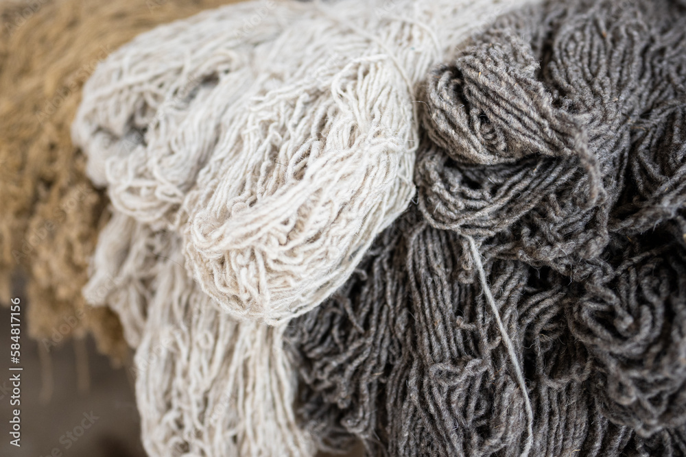 Neutral Wool Yarn Texture for Handmade Rugs