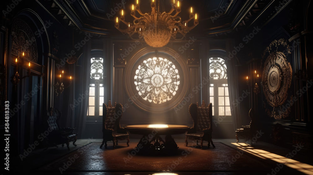 Obraz premium Gothic Interior, Gold Accents. Generative AI