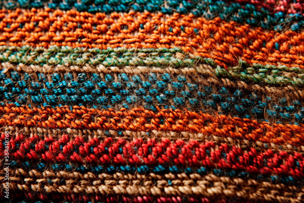 Texture of warm woolen multicolored rug, background Texture of warm woolen multicolored rug, background
