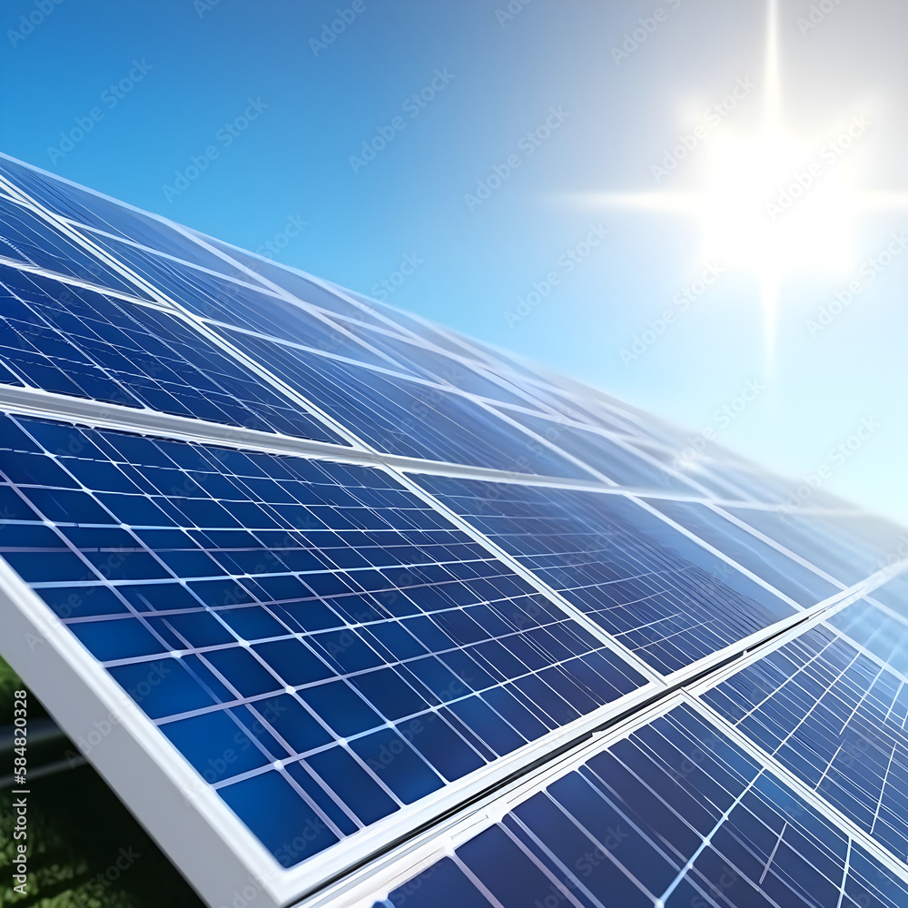 Generative Ai illustration. Solar Panels Against The Deep Blue Sky. Generative Ai illustration. Solar Panels Against The Deep Blue Sky.