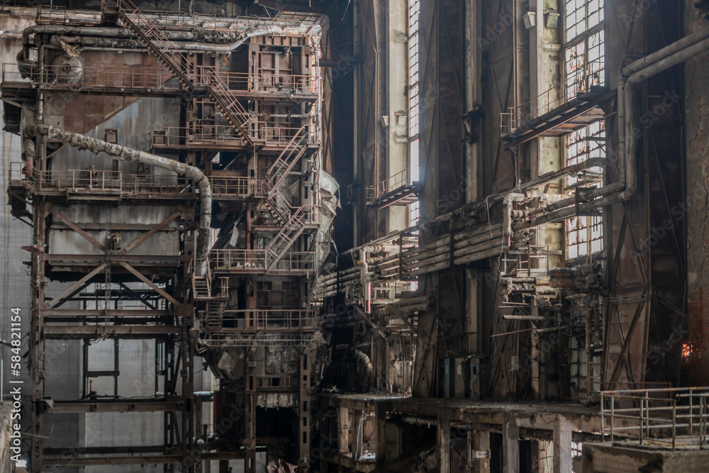 The abandoned Inota power plant - a former thermal power plant located in the town of Inota, Hungary