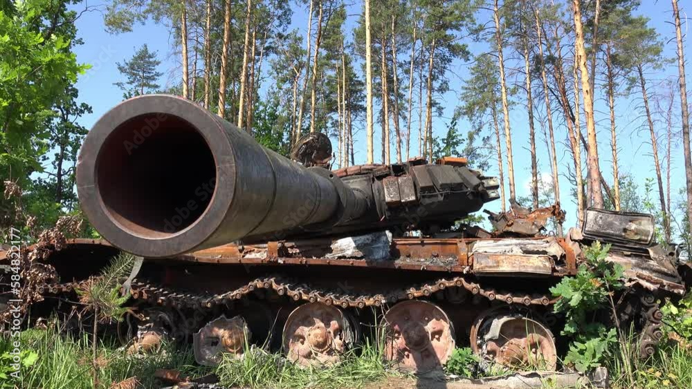 2022 - wrecked and destroyed Russian tanks are abandoned along a roadside following Russia's hasty retreat from Ukraine during the summer offensive there. 2022 - wrecked and destroyed Russian tanks are abandoned along a roadside following Russia's hasty retreat from Ukraine during the summer offensive there.