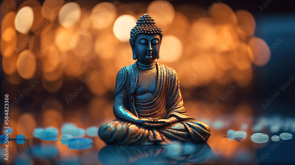 Fototapeta premium buddha statue in the temple. Generative AI 