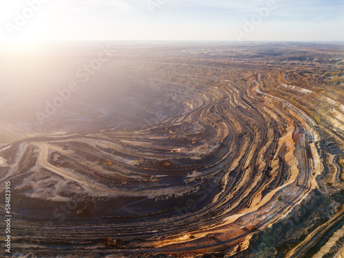 Obraz na płótnie Open pit mine in mining and processing plant, aerial view