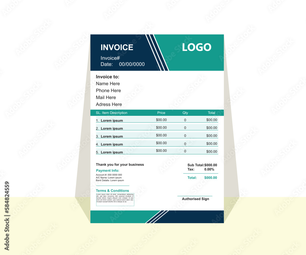 Professional and modern invoice template, Invoice bill design template. Bill form business invoice and Office bill Design. Professional and modern invoice template, Invoice bill design template. Bill form business invoice and Office bill Design.