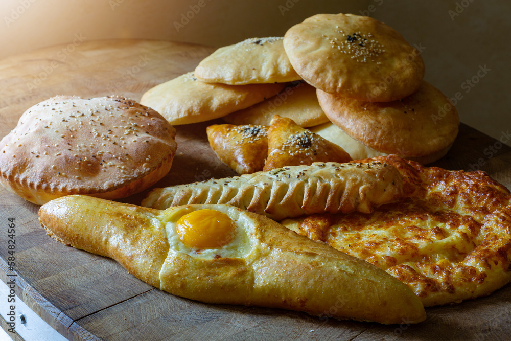 khachapuri, lavash, oriental bread, tortilla, ADJARIAN KHACHAPURI khachapuri, lavash, oriental bread, tortilla, ADJARIAN KHACHAPURI