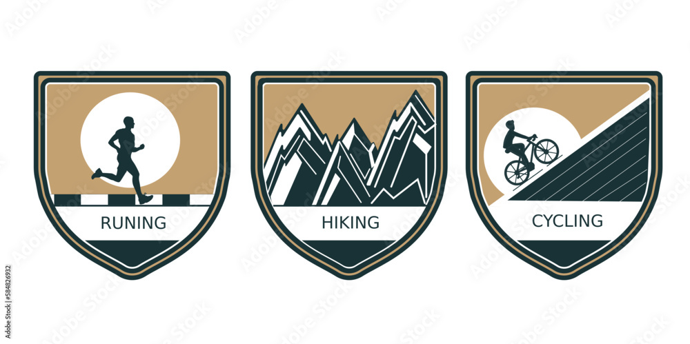 running hiking and cycling stickers 