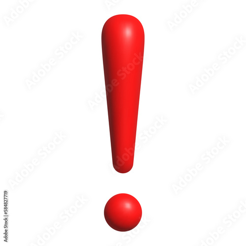 3d red exclamation icon. Vector illustration isolated on white background