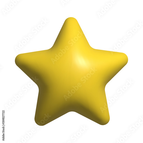 3d yellow star icon. Vector illustration isolated on white background