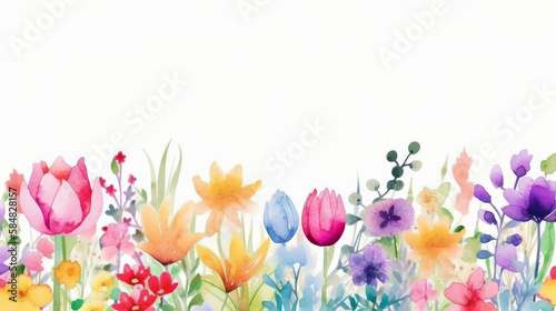 Watercolor flower background. Illustration AI Generative.
