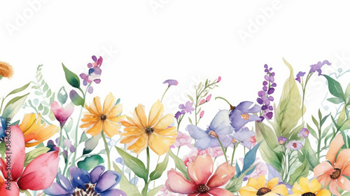 Watercolor flower background. Illustration AI Generative. © olegganko
