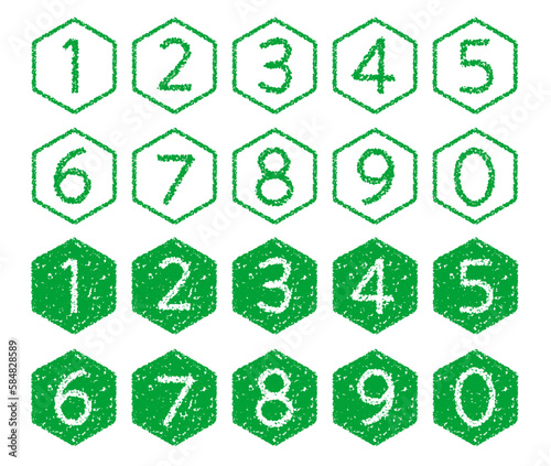 クレヨン素材　手描きの数字アイコンセット