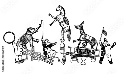 Vintage Vector Circus Illustration on White Background