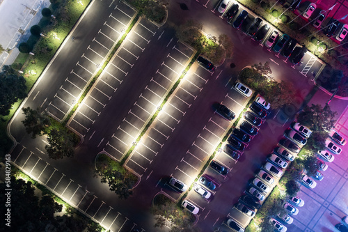 Top view of car parking lot