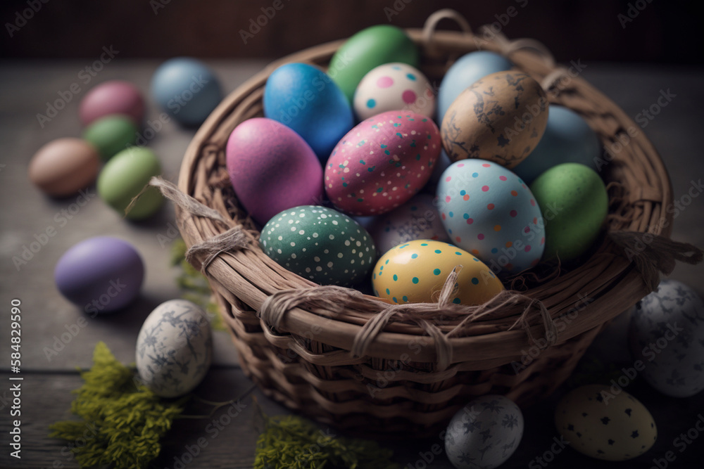 easter eggs in a basket easter eggs in a basket