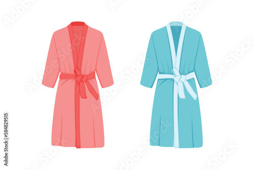Bathrobe vector isolated on white background. Set of blue and pink bathrobes in cartoon style.